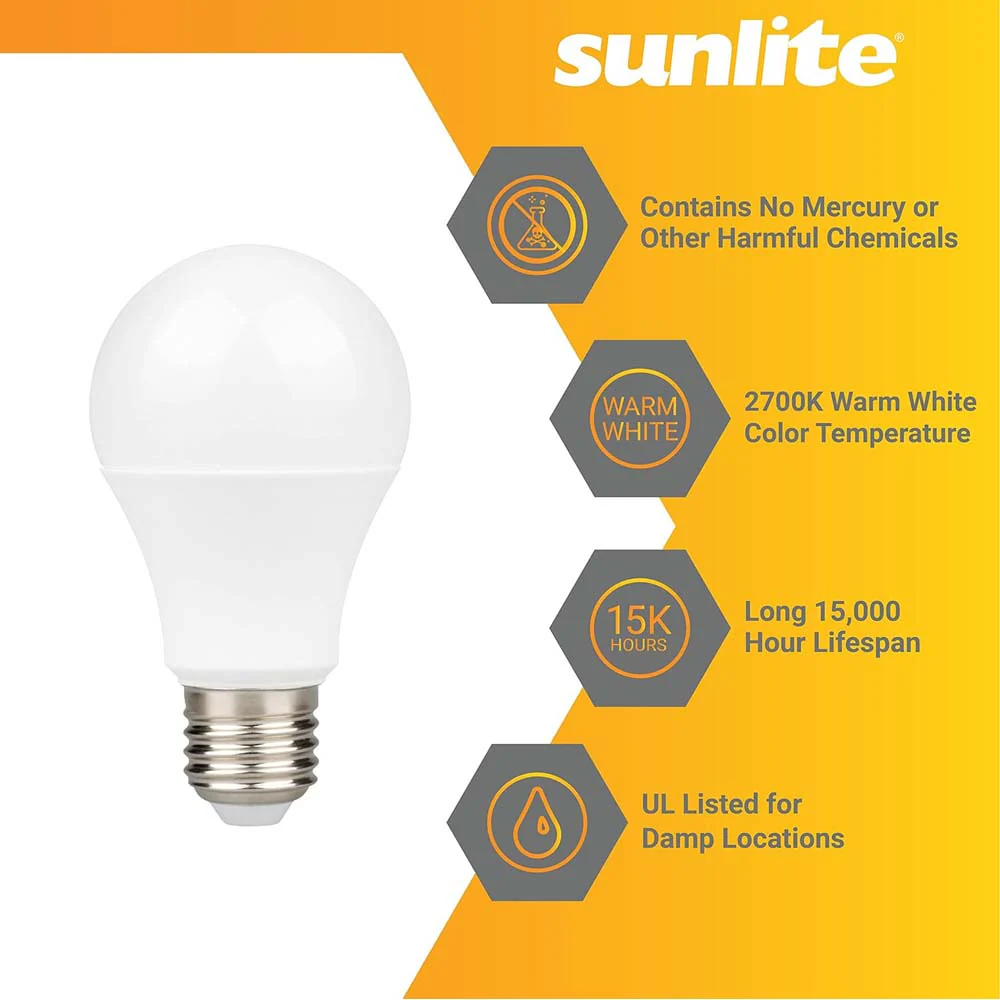 3Pk - Sunlite 11w A19 LED 2700K 1100Lm Non-Dimmable Bulb - 75W Equiv - Image 3