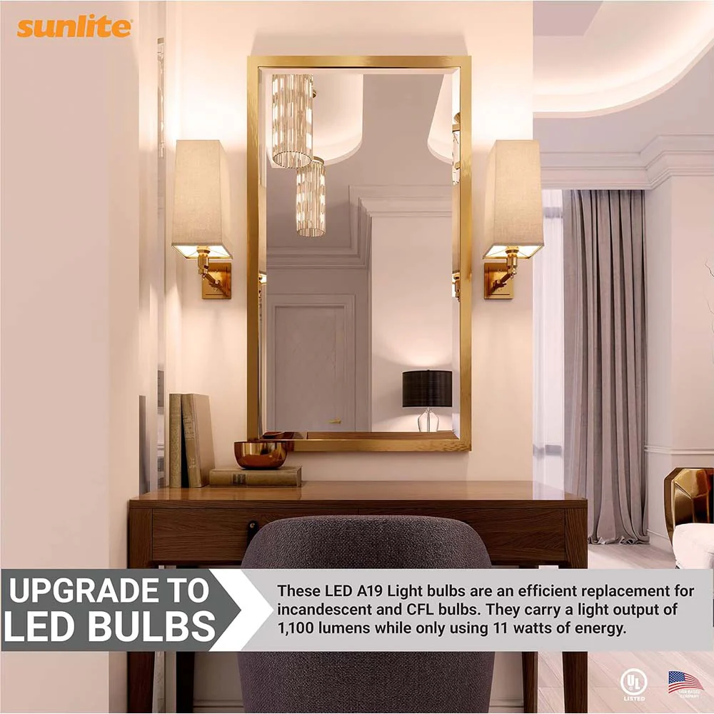 3Pk - Sunlite 11w A19 LED 2700K 1100Lm Non-Dimmable Bulb - 75W Equiv - Image 4