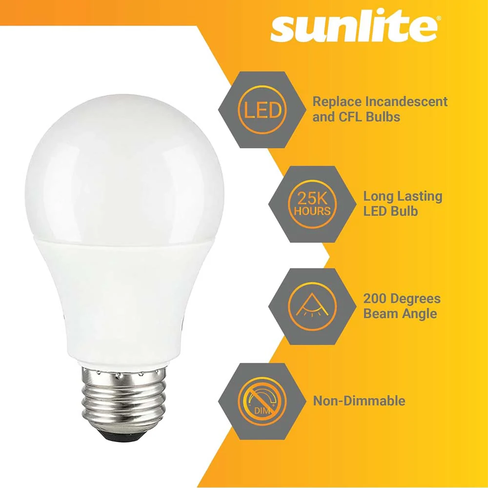 3Pk - Sunlite 14w A19 LED 2700K 1500Lm Non-Dimmable Bulb - 100W Equiv - Image 3