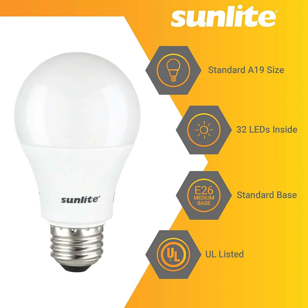 3Pk - Sunlite 14W LED A19 6500K - Daylight 1500LM Non-Dimmable Bulb - 100w Equiv - Image 3