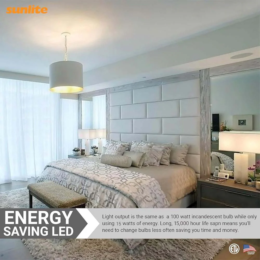 3Pk - Sunlite 15w A19 LED 1500Lm E26 Base 3000K Warm White Bulb - 100w equiv - Image 4