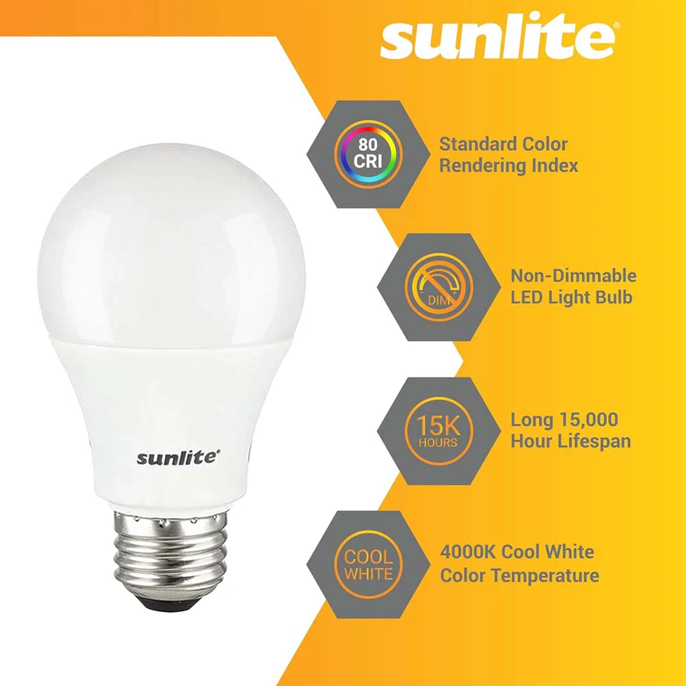 3Pk - Sunlite 15w A19 LED 1500Lm E26 Base 4000K Cool White Bulb - 100w equiv - Image 3