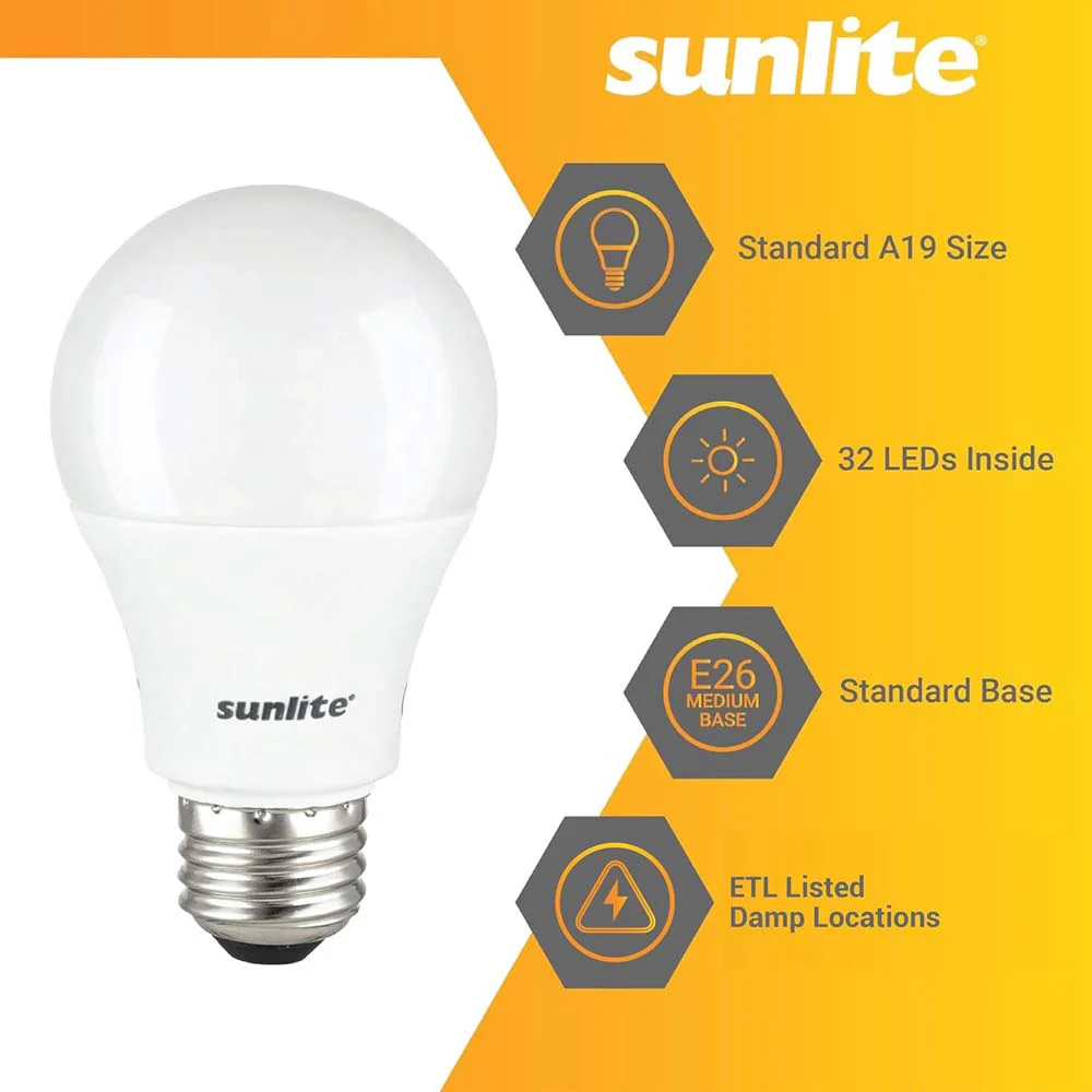 3Pk - Sunlite 15w A19 LED 1500Lm E26 Base 5000K Super White Bulb - 100w equiv - Image 3