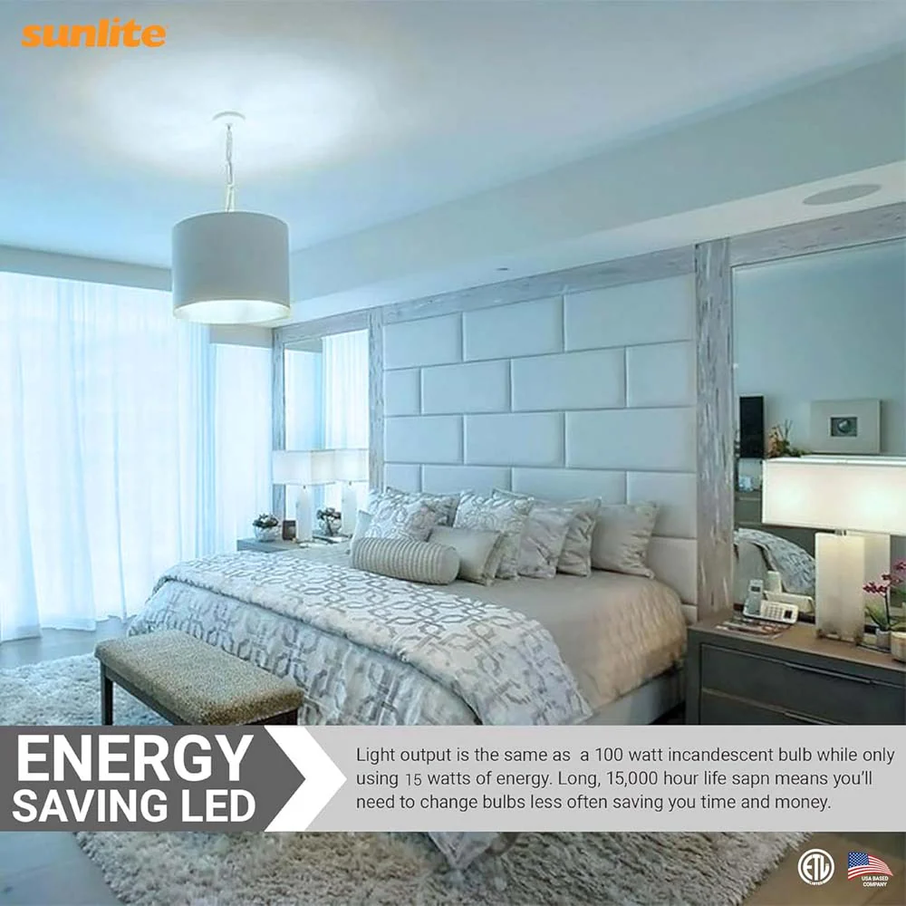 3Pk - Sunlite 15w A19 LED 1500Lm E26 Base 5000K Super White Bulb - 100w equiv - Image 4