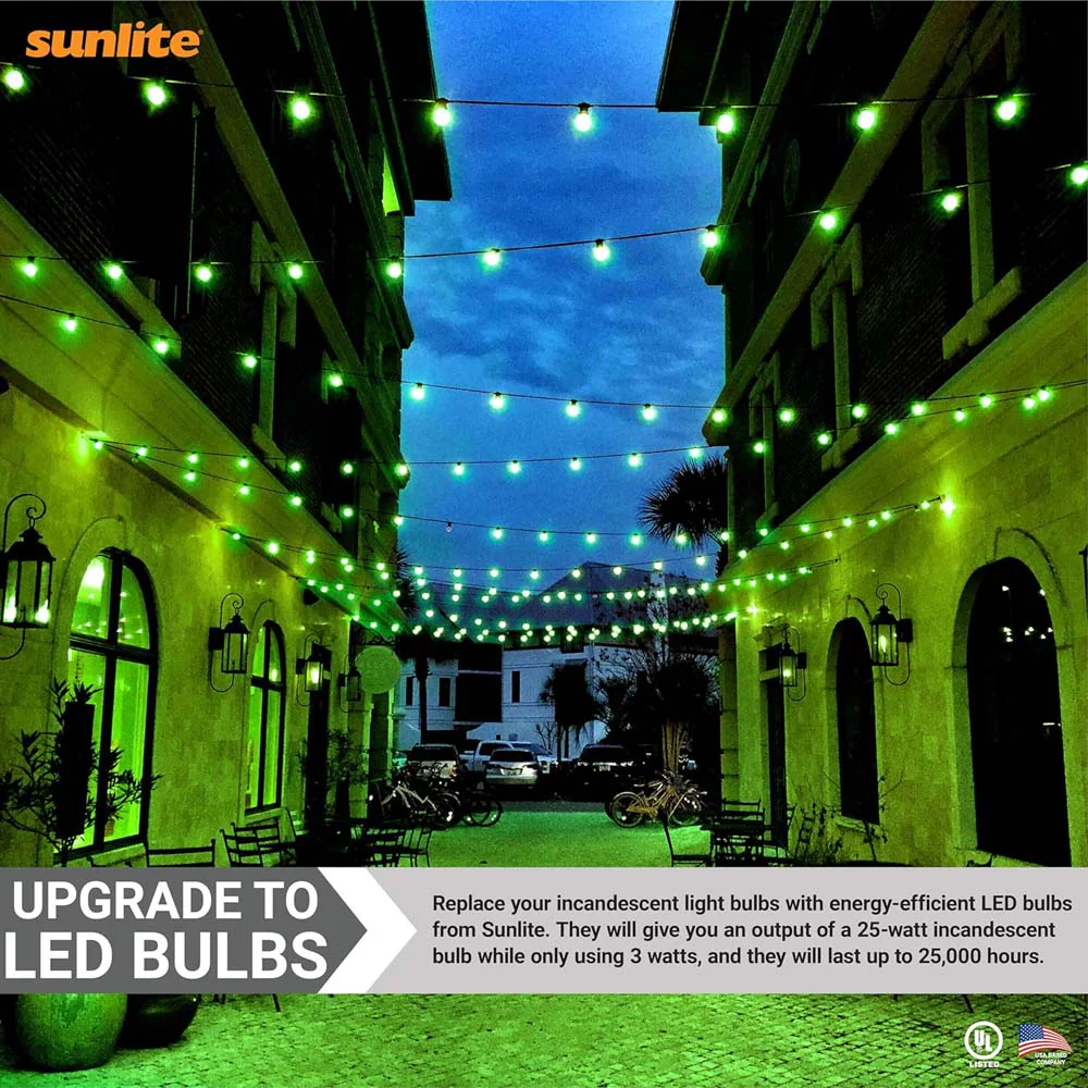 3Pk - Sunlite 3w LED A19 Green Colored Non-Dimmable Bulb - 25w Equiv - Image 6