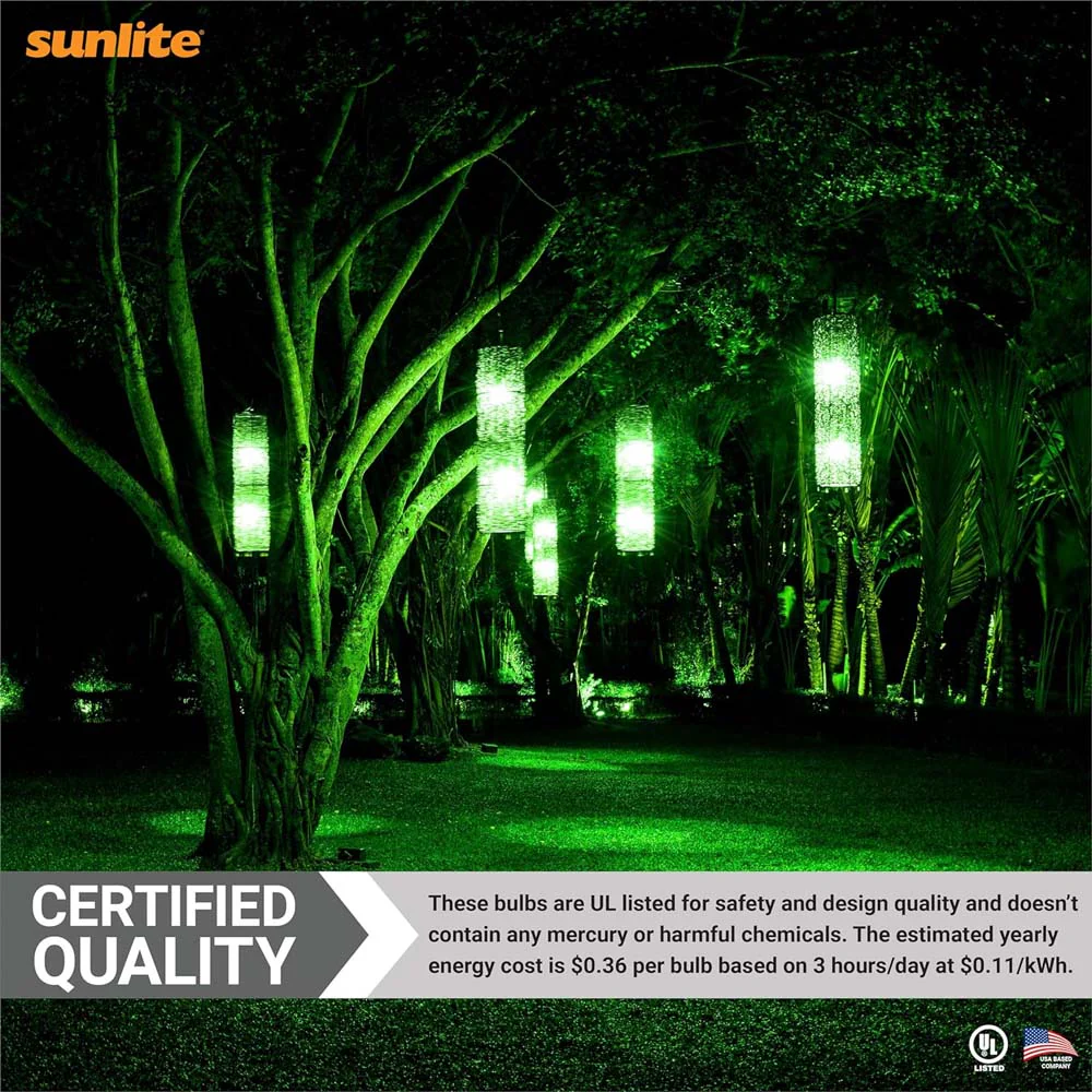 3Pk - Sunlite 3w LED A19 Green Colored Non-Dimmable Bulb - 25w Equiv - Image 7