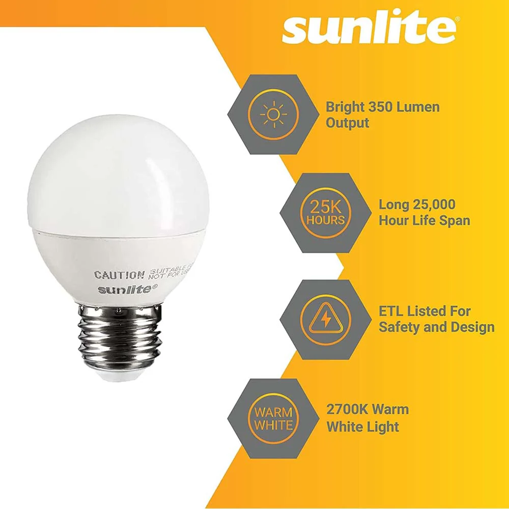 3Pk - Sunlite 5w LED Globe Frosted E26 Base 2700K Bulb - Warm White - Image 3