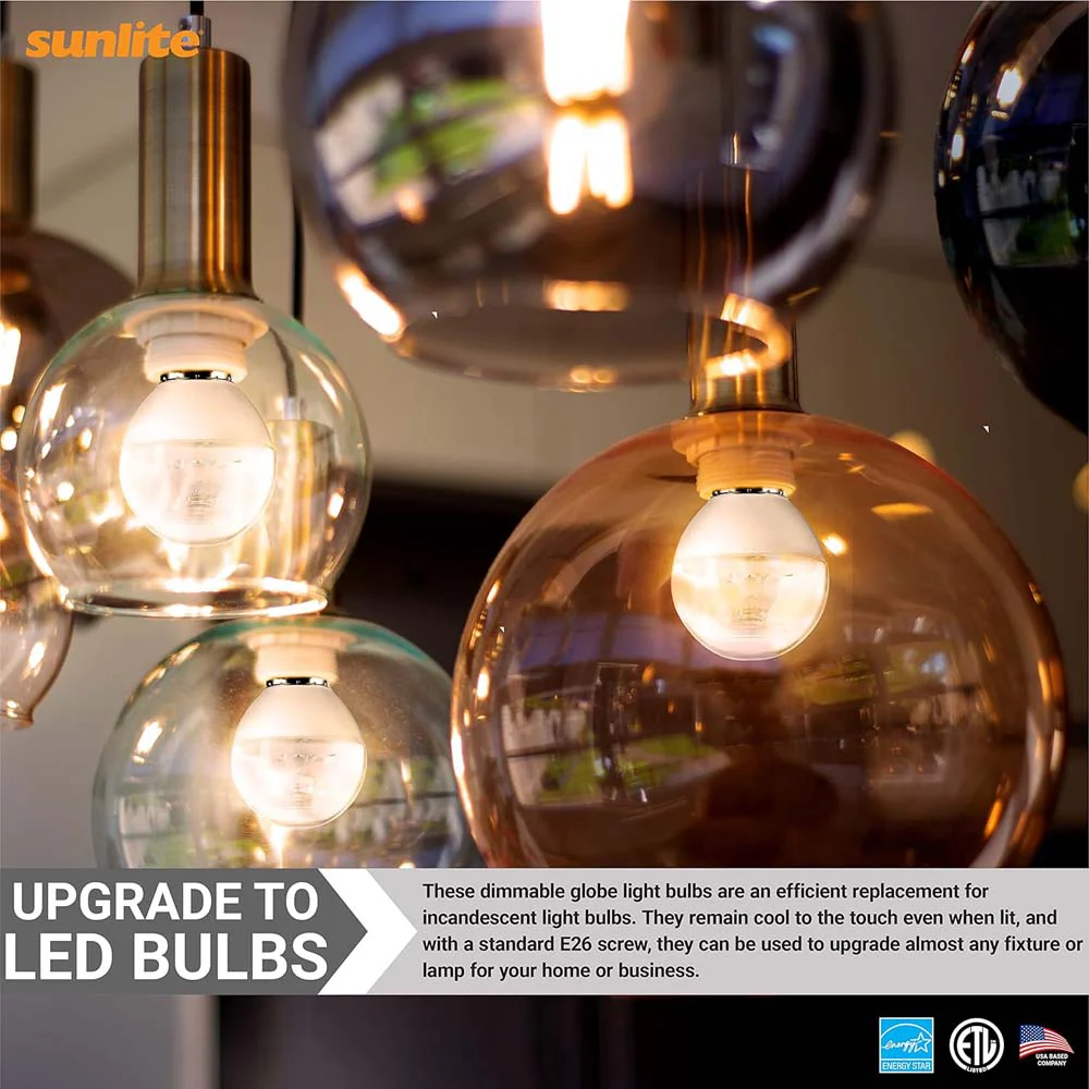 3Pk - Sunlite 5W LED Globe G16 Dimmable E26 Base 2700K Bulb - Warm White - Image 5