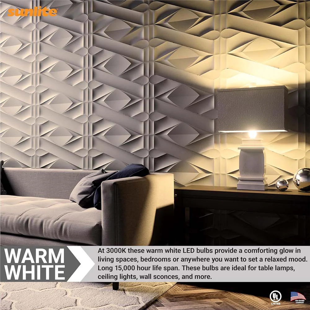 3Pk - Sunlite 6w LED A19 Non-Dimmable 3000K Warm White Bulb - 40w Equiv - Image 5