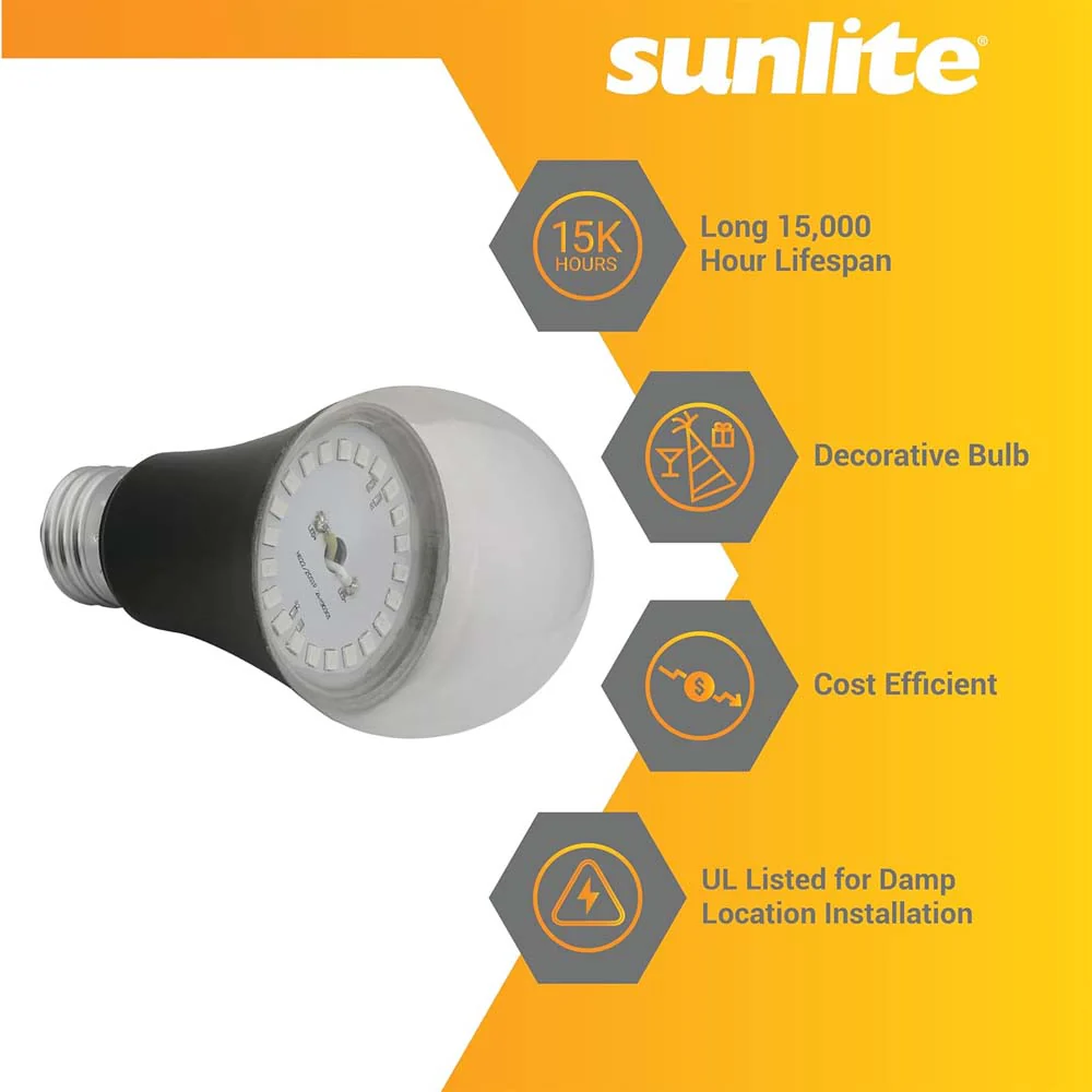 3Pk - Sunlite 7w LED A19 UV Blacklight Blue Special Effects Bulb - 60w Equiv - Image 3