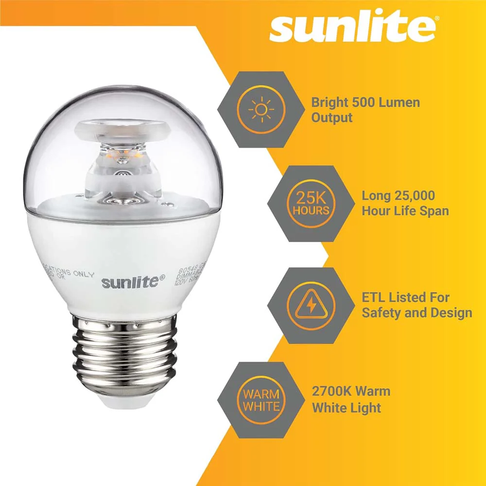 3Pk - Sunlite LED Globe G16 7W Clear E26 Medium Base 2700K Bulb - Warm White - Image 3