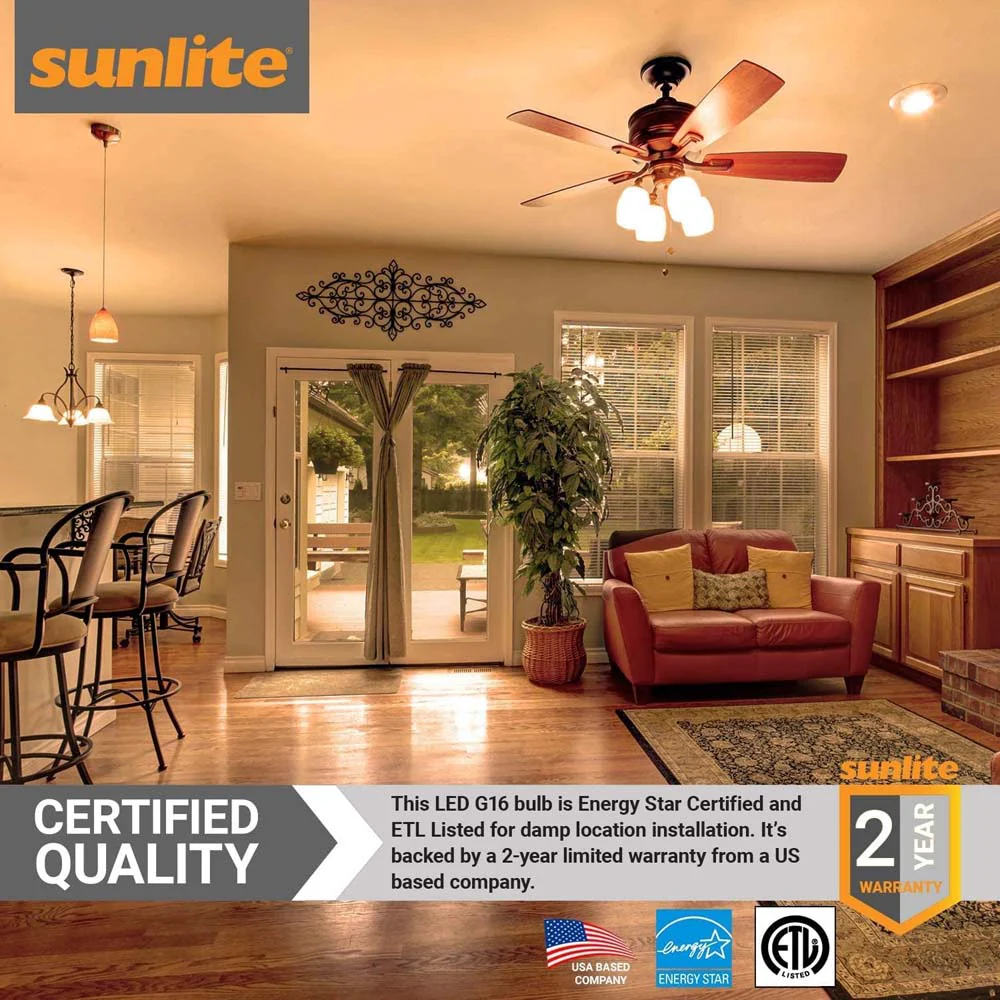 3Pk - Sunlite LED Globe G16 7W Clear E26 Medium Base 2700K Bulb - Warm White - Image 6