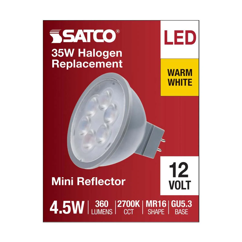 4.5W  12v MR16 LED 2700K Flood 40d 360LM GU5.3 Base Silver Finish Bulb - Image 4