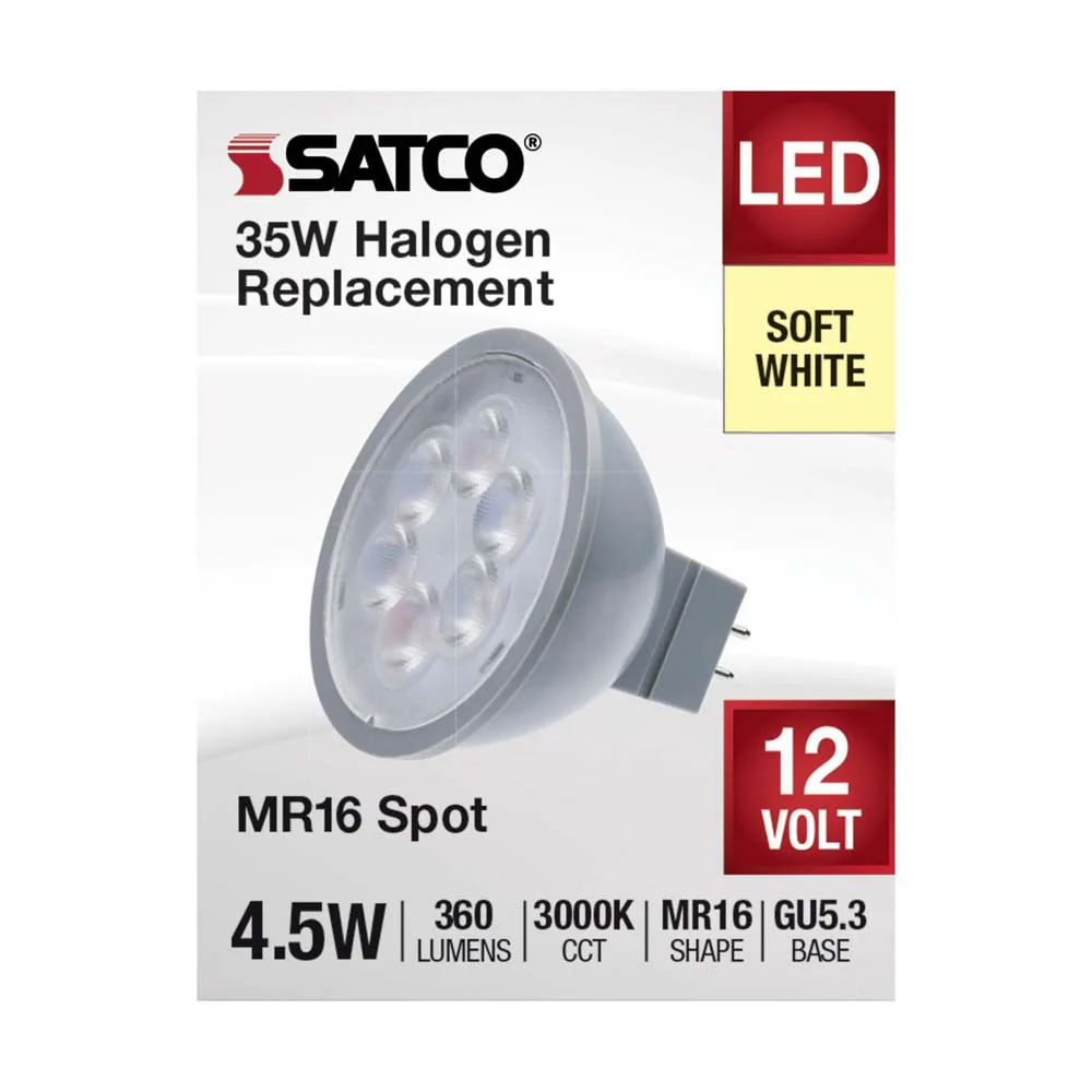 4.5W 12v MR16 LED 3000K Spot 15d 360LM GU5.3 Base Silver Finish Bulb - Image 3