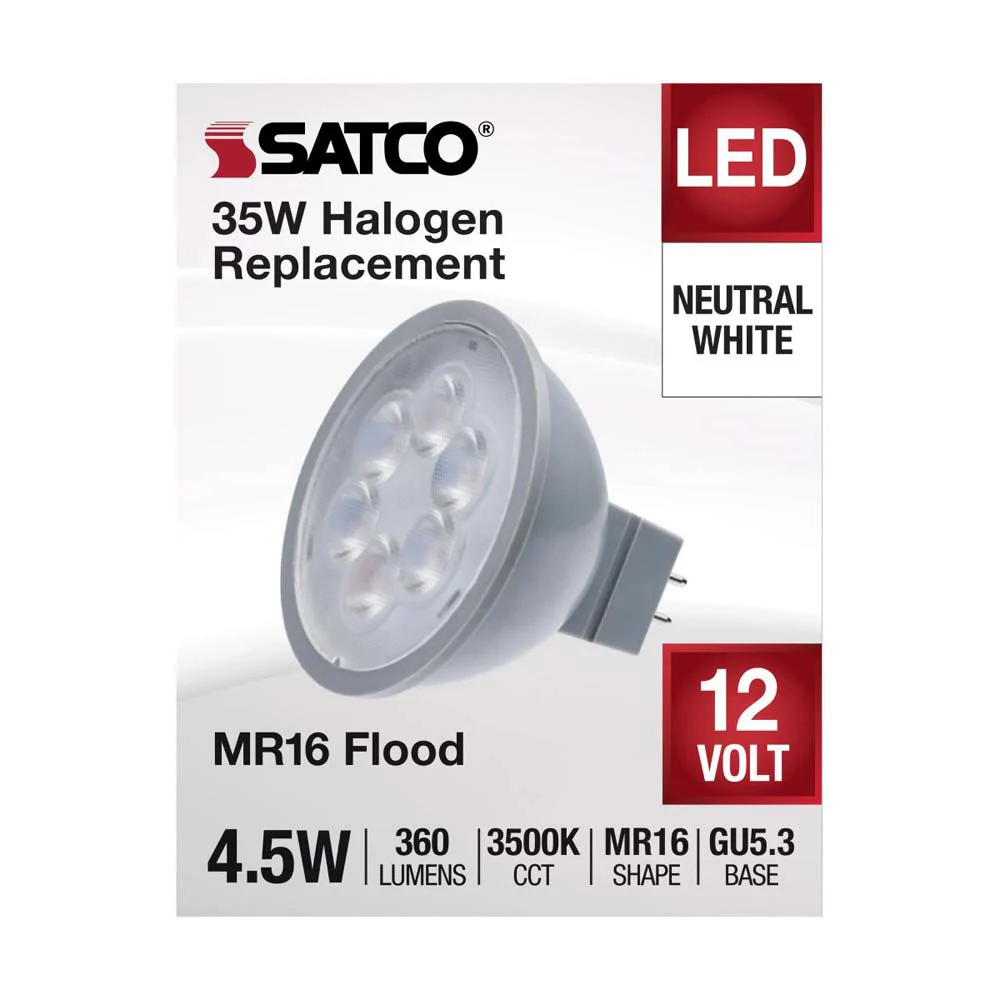 4.5W  12v MR16 LED 3500K Flood 40d 360LM GU5.3 Base Silver Finish Bulb - Image 4