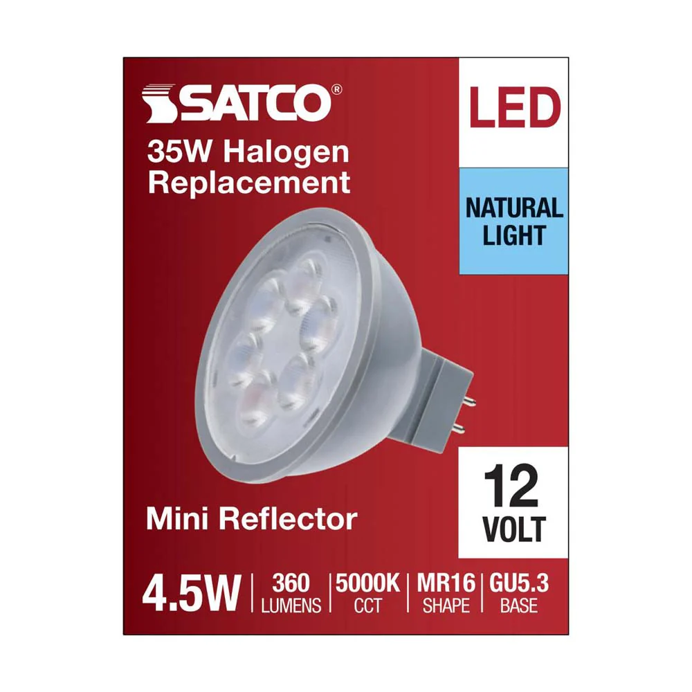 4.5W  12v MR16 LED 5000K Flood 40d 360LM GU5.3 Base Silver Finish Bulb - Image 4