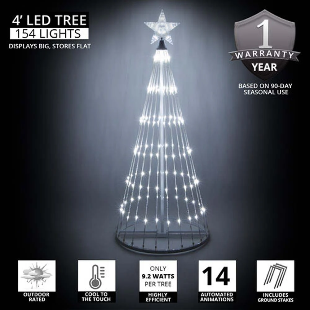 4-ft. Cool White LED Animated Outdoor Lightshow Christmas Tree - Image 2