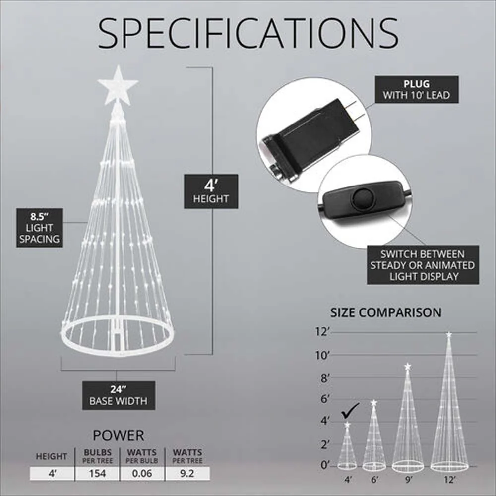 4-ft. Cool White LED Animated Outdoor Lightshow Christmas Tree - Image 3