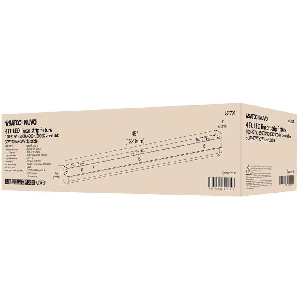 4-ft LED Linear Strip Light CCT Tunable White Finish - Image 7