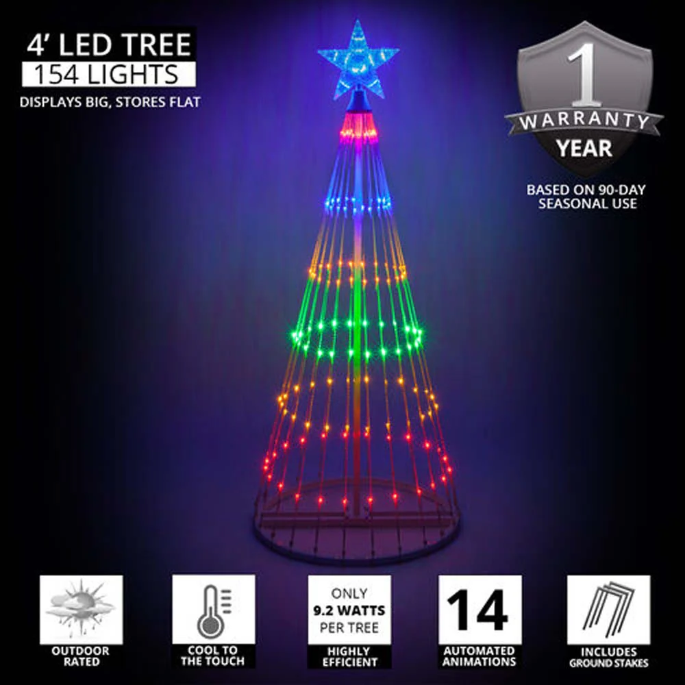 4-ft. Multicolor LED Animated Outdoor Lightshow Christmas Tree - Image 2
