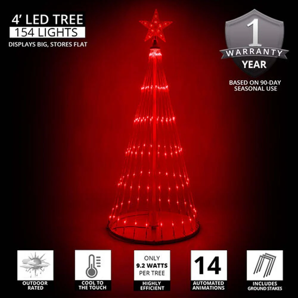 4-ft. Red LED Animated Outdoor Lightshow Christmas Tree - Image 2