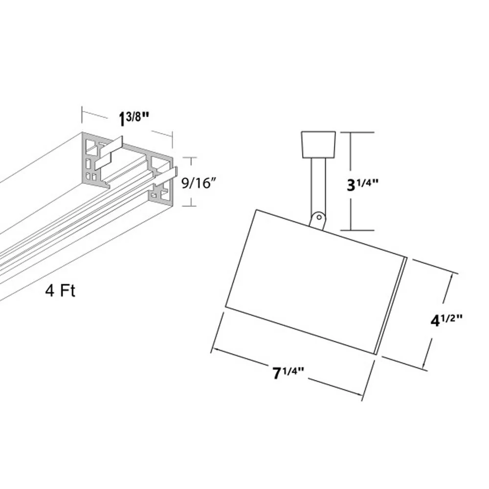 4 Ft. White 3-Light Linear Track Lighting Kit Complete - Image 2