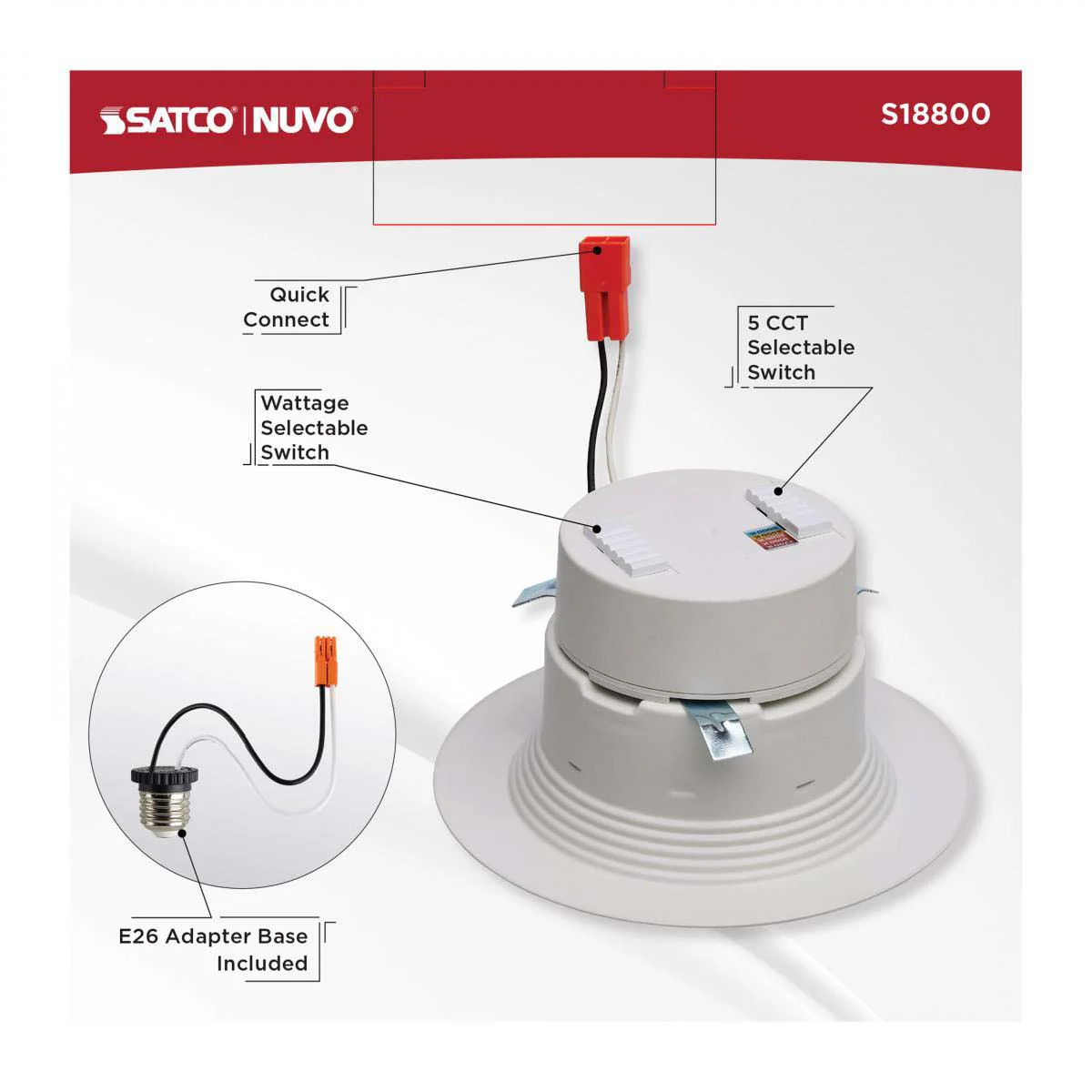 4-in LED Retrofit Downlight Wattage Lumens & CCT Selectable Round White Finish - Image 7