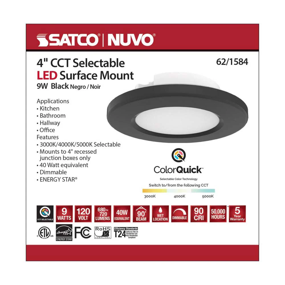 4-in LED Surface Mount Fixture CCT Selectable 3K/4K/5K Black - Image 8