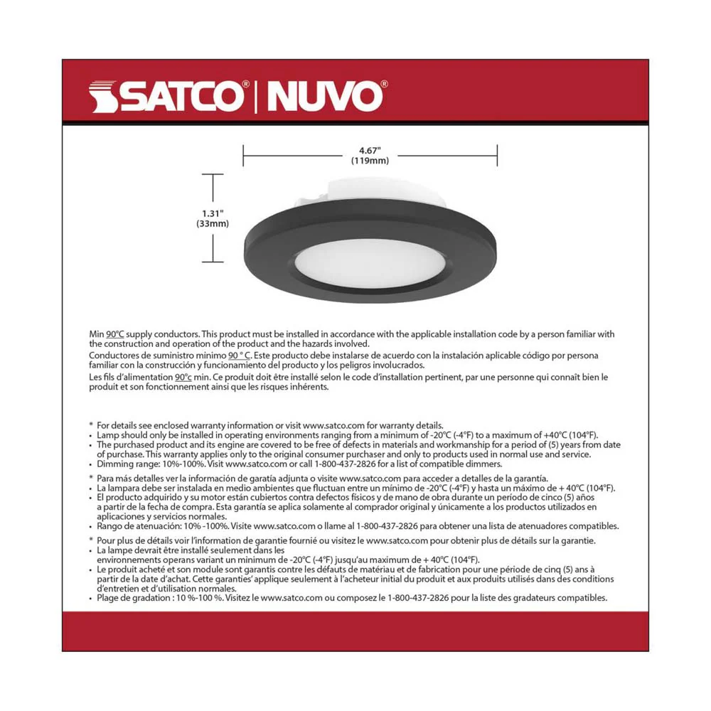 4-in LED Surface Mount Fixture CCT Selectable 3K/4K/5K Black - Image 9