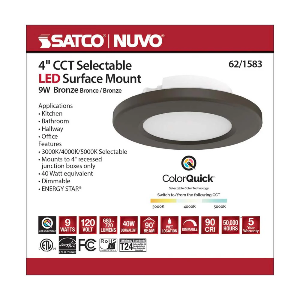 4-in LED Surface Mount Fixture CCT Selectable 3K/4K/5K Bronze - Image 8