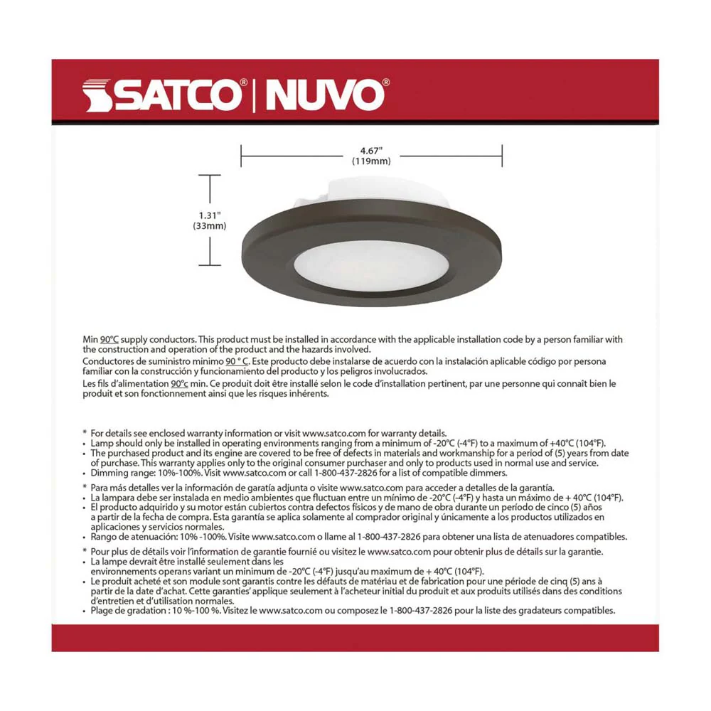 4-in LED Surface Mount Fixture CCT Selectable 3K/4K/5K Bronze - Image 9