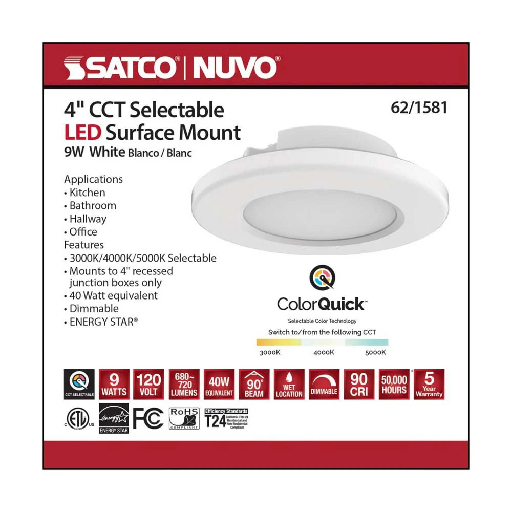 4-in LED Surface Mount Fixture CCT Selectable 3K/4K/5K White - Image 8