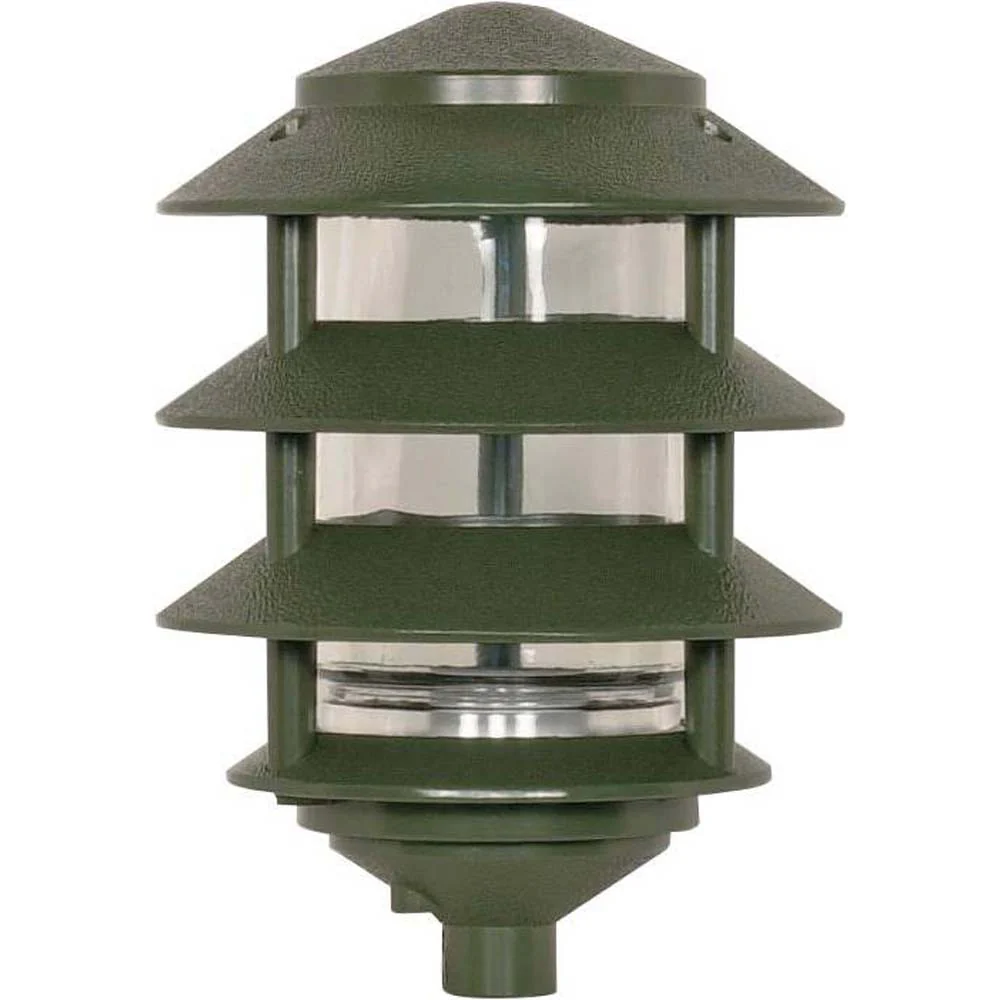 Nuvo 4-Tier PathLight Landscape Light Fixtures Small Hood Green Finish