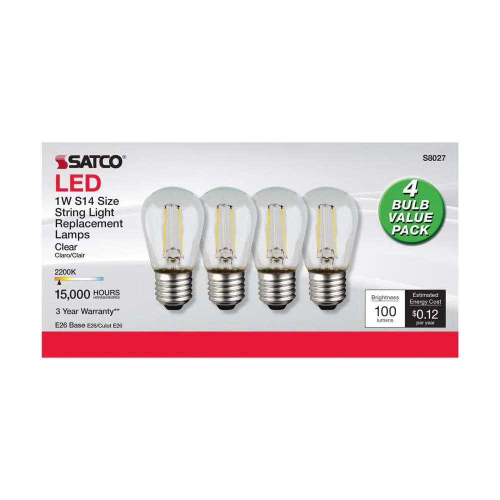 4Pk - 1W S14 2200K LED String Light Replacement Bulb 120v -11W equiv - Image 3