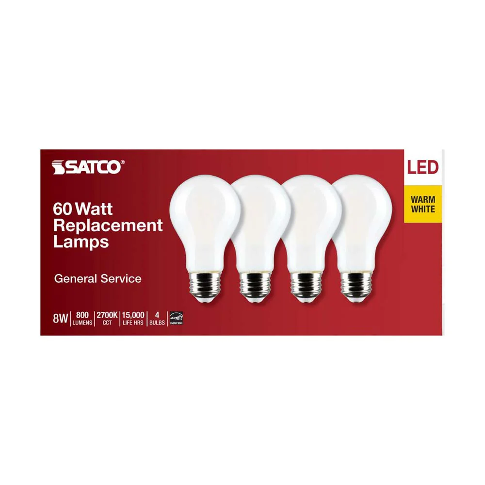 4Pk - 8W A19 LED Soft White 2700K Medium Base 120v - 60W equiv - Image 4