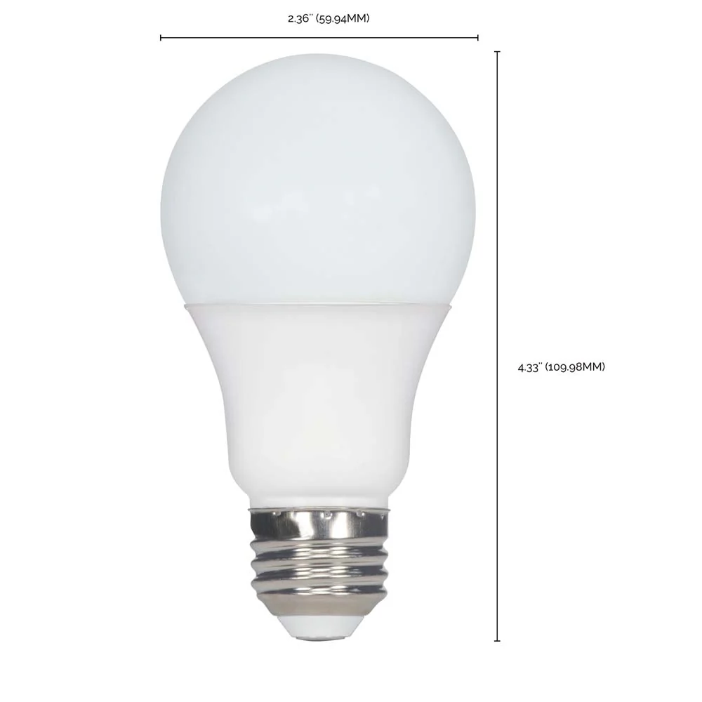 4Pk - Satco 9.5w A19 LED Frosted 2700K Medium Base 220 deg. Beam Angle 120v - Image 4