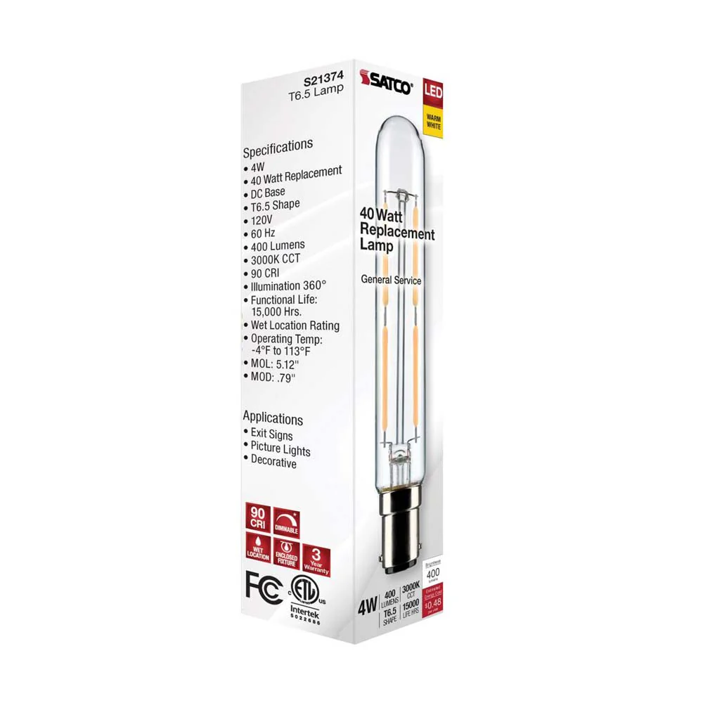 4W T6.5 LED Clear Double Contact Bayonet Base 3000K 400 Lumens 120v - Image 8
