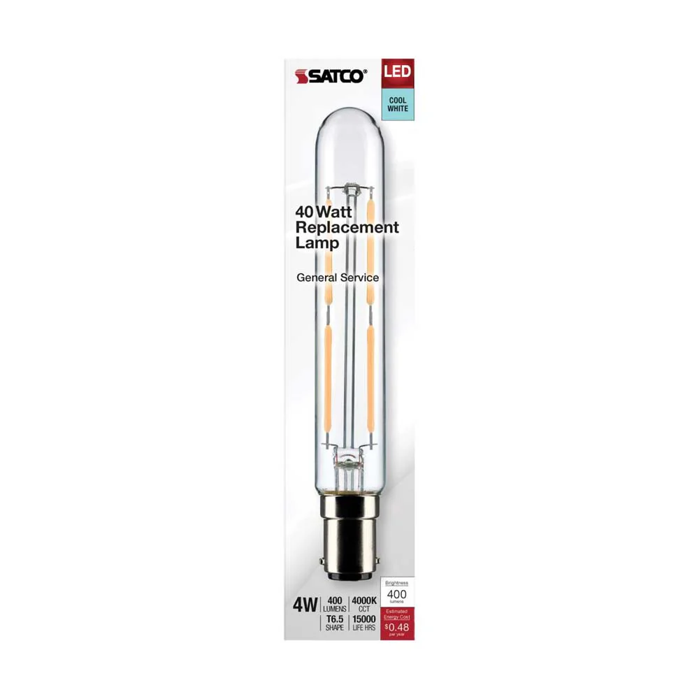 4W T6.5 LED Clear Double Contact Bayonet Base 4000K 400 Lumens 120v - Image 3