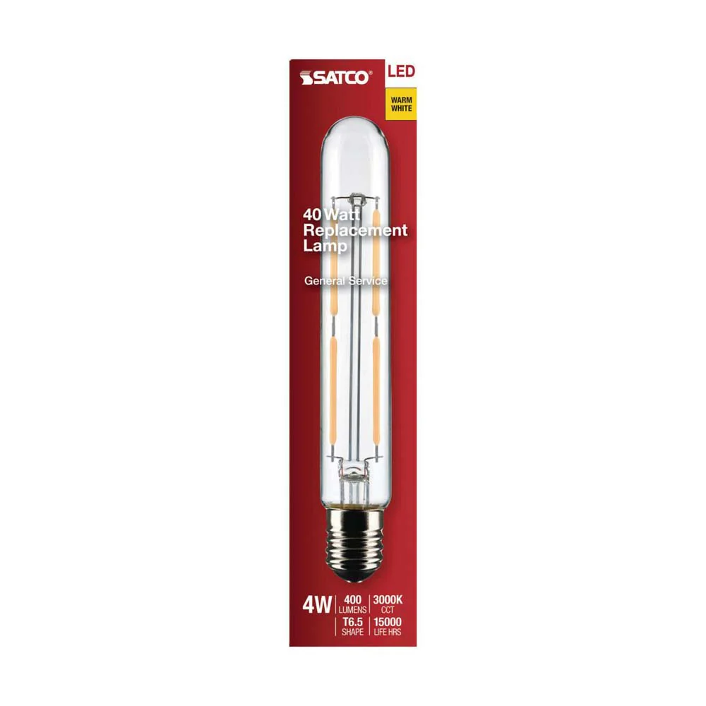 Satco 4W T6.5 LED Clear Intermediate Base 3000K Warm White 400 Lumens 120v - Image 4