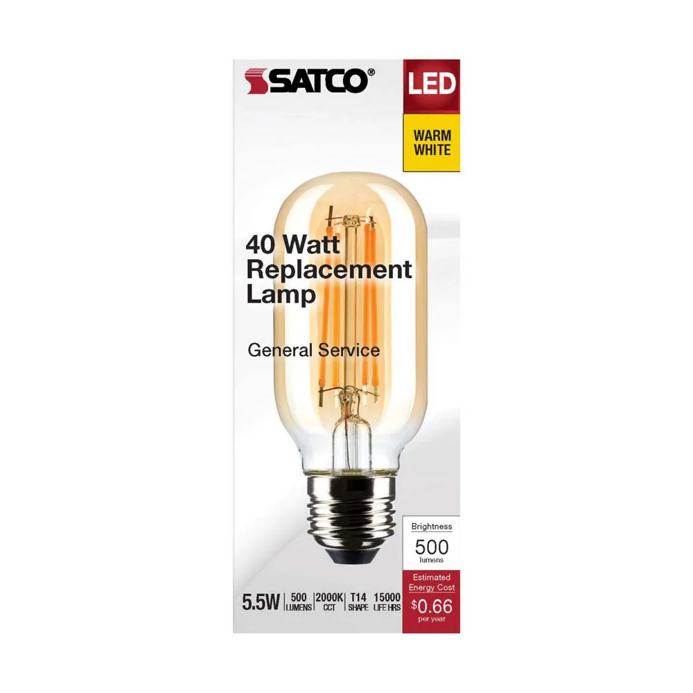 5.5W T14 LED Clear Medium Base 2000K 500 Lumens 120v - Image 3