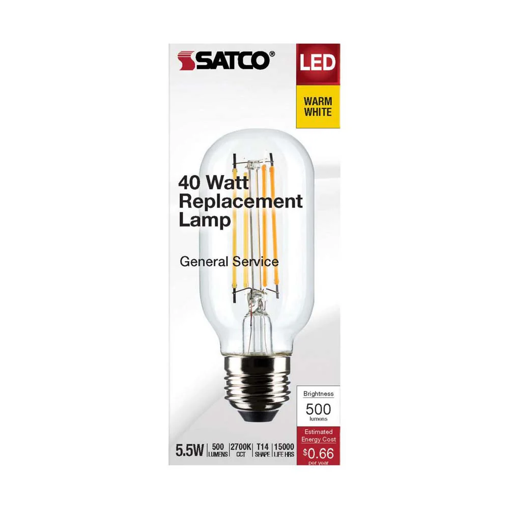 5.5W T14 LED Clear Medium Base 2700K 500 Lumens 120v - Image 3