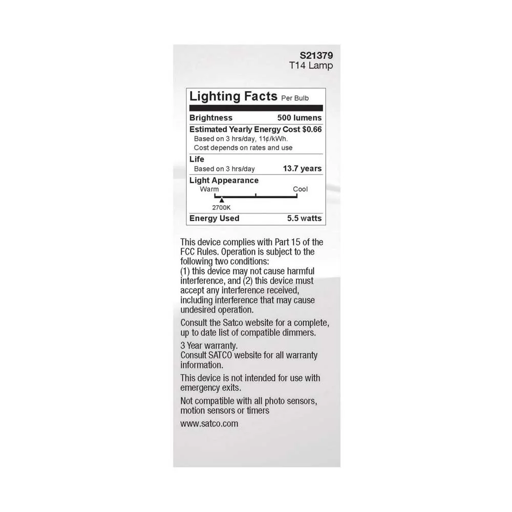 5.5W T14 LED Clear Medium Base 2700K 500 Lumens 120v - Image 5