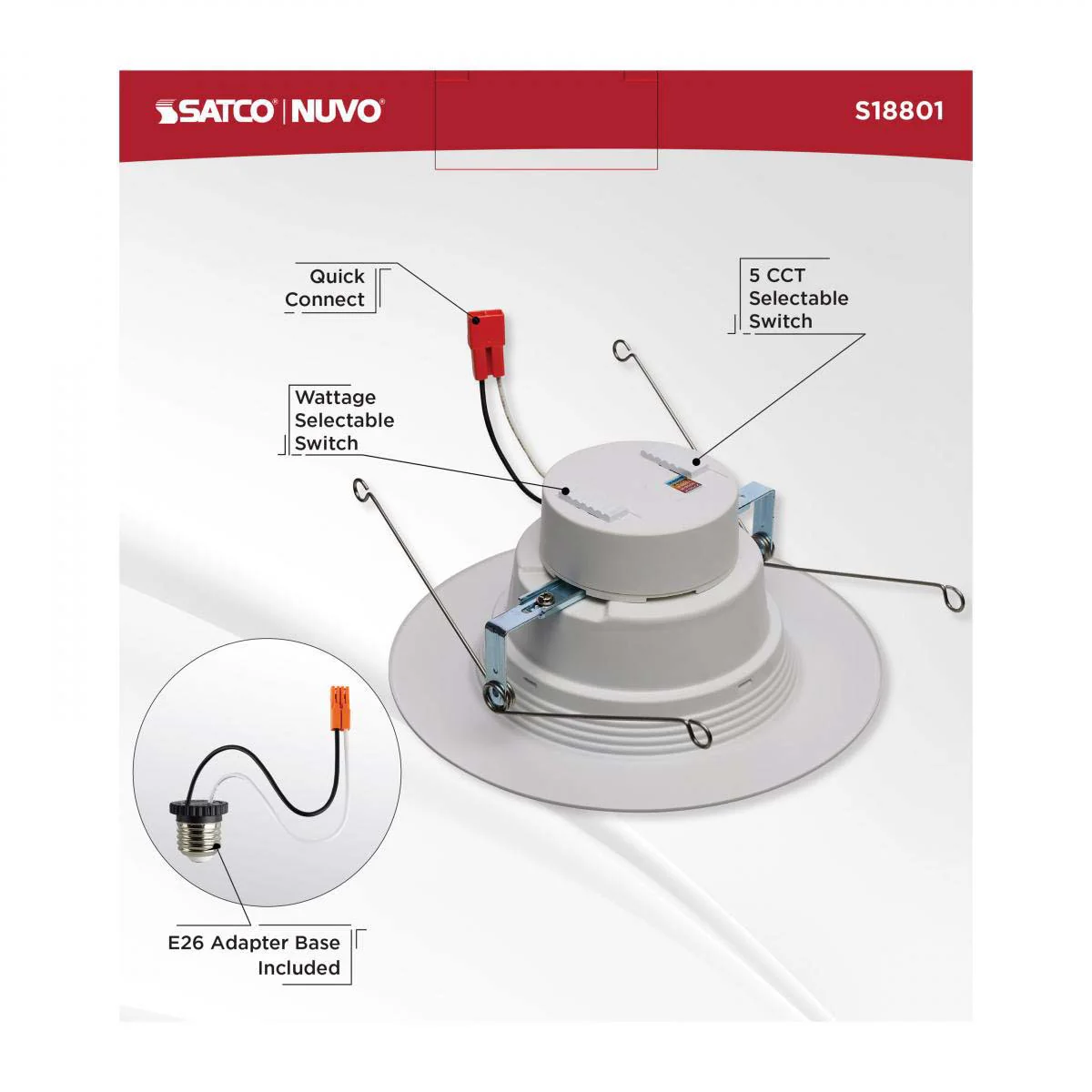 5-6-in LED Retrofit Downlight Wattage Lumens & CCT Selectable Round White Finish - Image 7