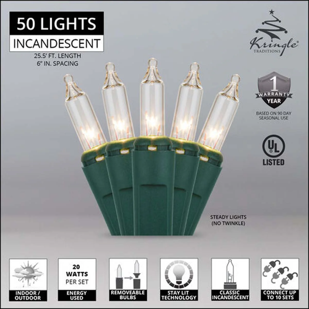 50 Clear Mini Lights 6" Spacing - Image 3