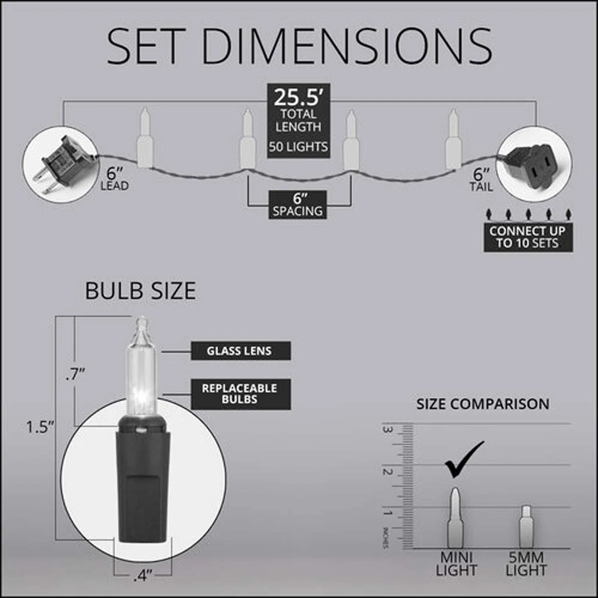 50 Clear Mini Lights 6" Spacing - Image 4