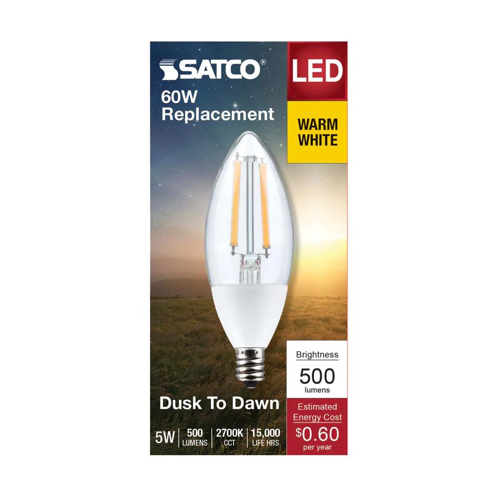 5W B11 Dusk to Dawn LED 2700K Candelabra Base With Photocell - Image 4
