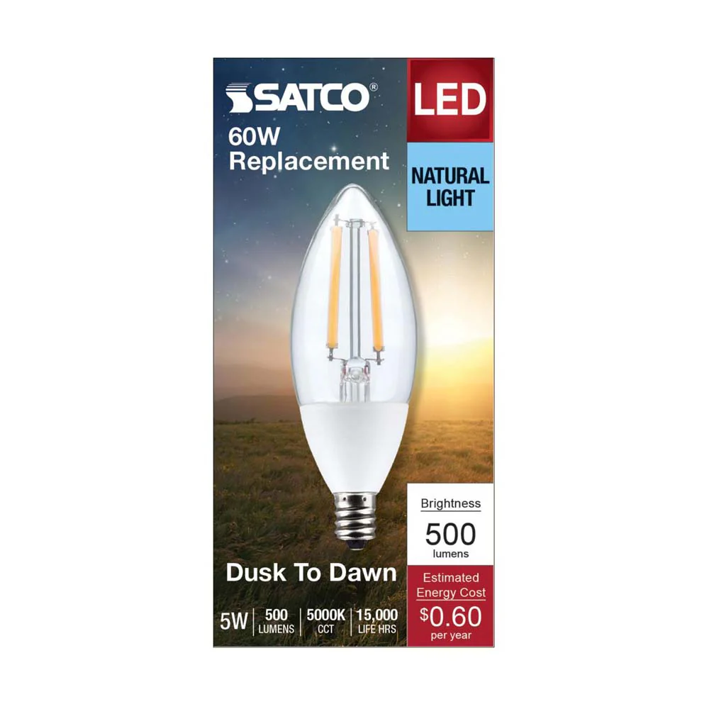 5W B11 Dusk to Dawn LED 5000K Candelabra Base With Photocell - Image 4
