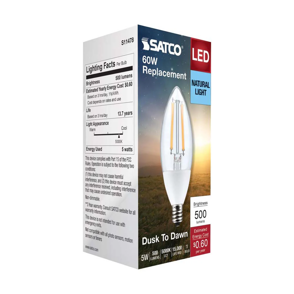 5W B11 Dusk to Dawn LED 5000K Candelabra Base With Photocell - Image 6