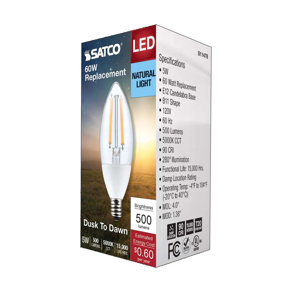 5W B11 Dusk to Dawn LED 5000K Candelabra Base With Photocell - Image 8