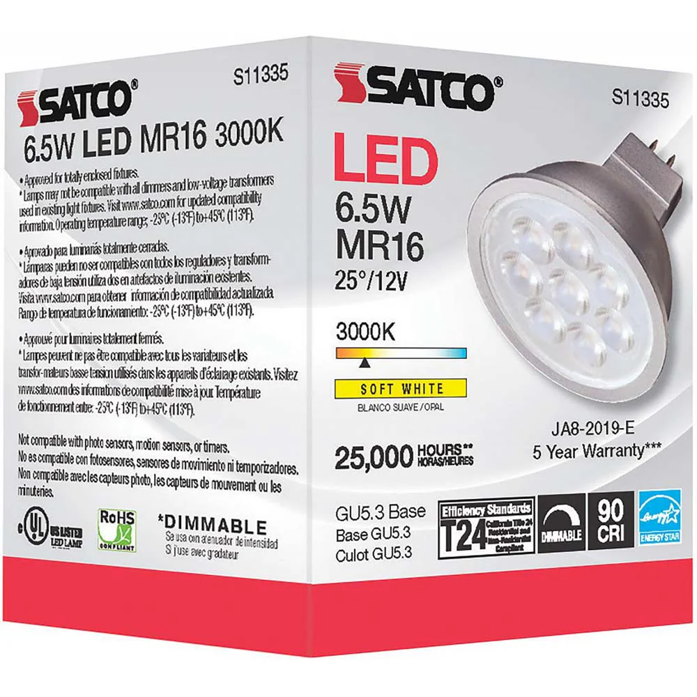 6.5W MR16 LED 3000K GU5.3 base 25 deg. Beam Angle 12v - Image 7
